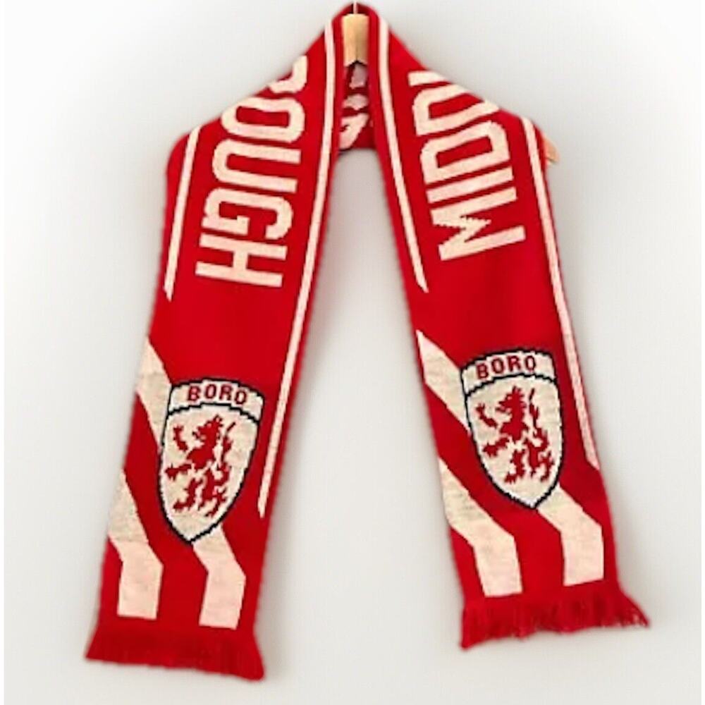 Vtg Middlesbrough FC Youth Scarf Boro Football Club UK ~ 135cm Red Knit 53x6.5